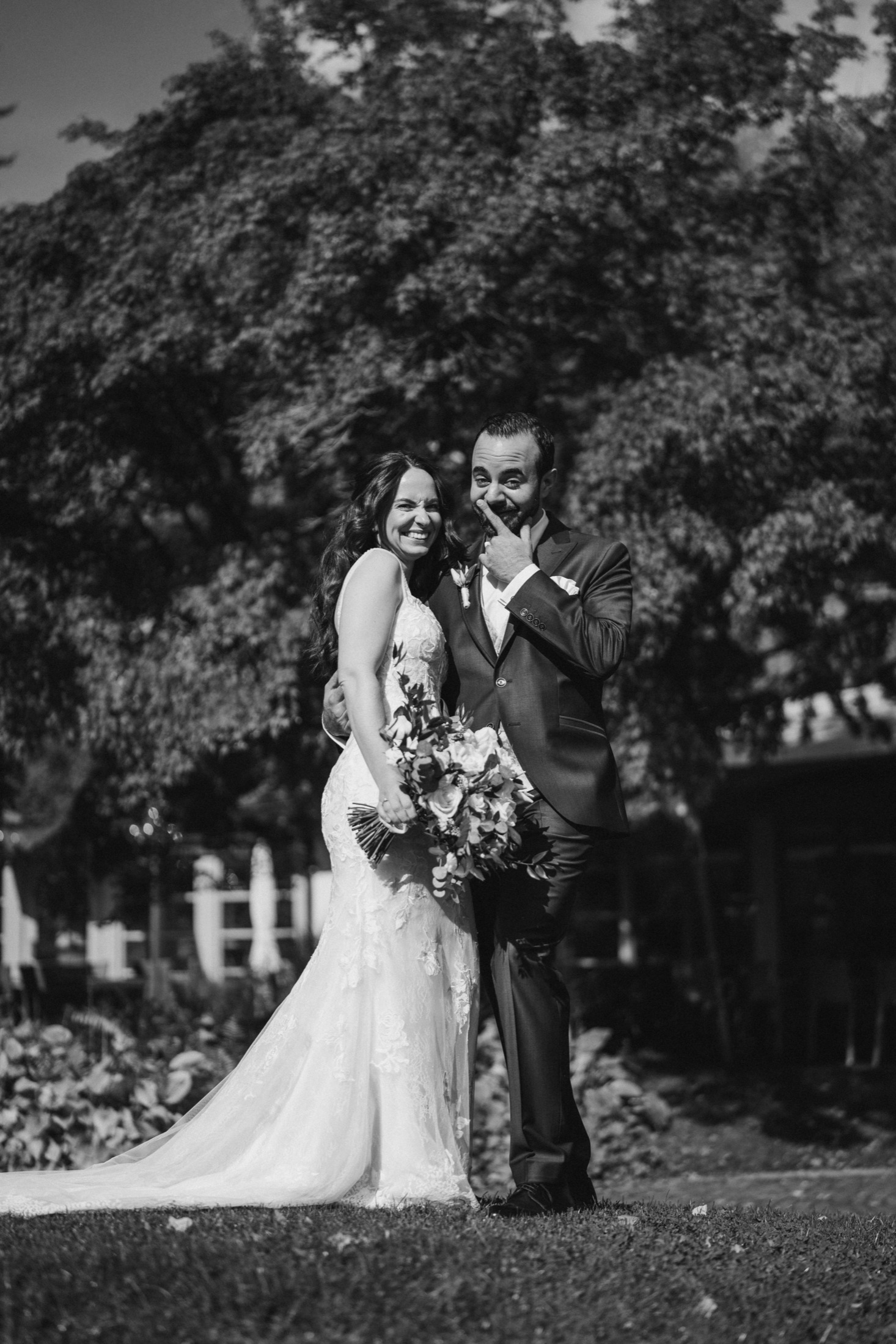 Laughing couple in a natural wedding reportage